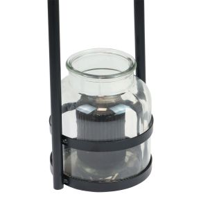 Floristik24 Lámpás fém üvegdísz fekete átlátszó fogantyú Ø14,5cm