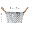 Kerek cinktál kötélfogantyúkkal Ø25cm M14cm | Floristik24.hu
