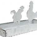 Floristik24 Cink tál csirkékkel 30cm x 12cm H15,5cm