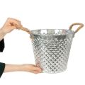 Cinkcserép, rombusz alakú, kötél fogantyúkkal, fehérre meszelt, Ø24,5cm, M21cm | Floristik24.hu