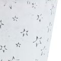 Floristik24 Cink edény csillagokkal Ø9cm H8cm fehér mosott 6db