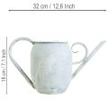 Dekoratív öntözőkanna Vintage fém fehér kék 32x11x18cm dekoratív kiegészítő | Floristik24.hu