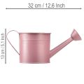 Dekoratív öntözőkanna, rózsaszín fém virágcserép, Ø13.5cm M12.5cm | Floristik24.hu