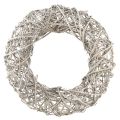 Floristik24 Dekoratív koszorú fa dekoráció rattan natúr fehér Ø40cm H9,5cm