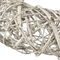 Dekoratív koszorú fa dekoráció rattan natúr fehér Ø40cm H9,5cm | Floristik24.hu