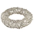 Dekoratív koszorú fa dekoráció rattan natúr fehér Ø40cm H9,5cm | Floristik24.hu