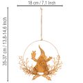 Karácsonyi díszgyűrű, rénszarvas gyűrűben, Mikulás ajándékkal, fém díszítés, rozsdás felület, Ø18cm, 2 db-os szett | Floristik24.hu