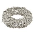 Fa koszorú dekoratív koszorú rattan natúr fehér Ø30cm H9,5cm | Floristik24.hu