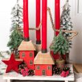 Mini karácsonyfa fa talp zöld fehér Ø8cm H18cm 3db | Floristik24.hu