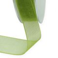 Floristik24 Organza szalag zöld ajándék szalag szőtt széle olíva zöld 15mm 50m