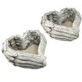 Növényi szívtoll öntött kőszív szürke fehér 13×12×6cm 2db | Floristik24.hu
