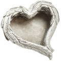 Floristik24 Növényi szívtoll öntött kőszív szürke fehér 13×12×6cm 2db
