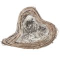 Floristik24 Növény szív alakú rattan szőlő natúr fehér 20cm x 24cm x 6cm