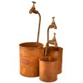 Floristik24 Ültetős patinás dekoratív fém csappal H25/37/43cm 3 db-os készlet